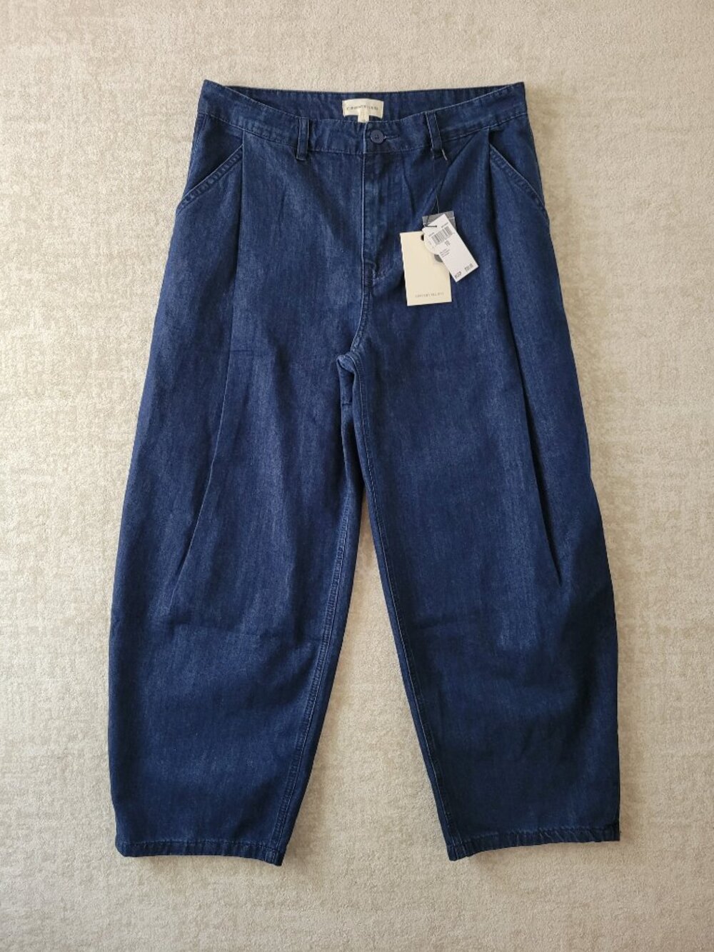 Current Elliott Pleated Barrel Wide Leg Jean Trouser 10 Womens Indigo Ankle NWT